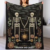 โ ๏ธTILL DEATH BO US PART Customized Blanket - Personalized Name - Halloween Gifts For Couple, Lovers